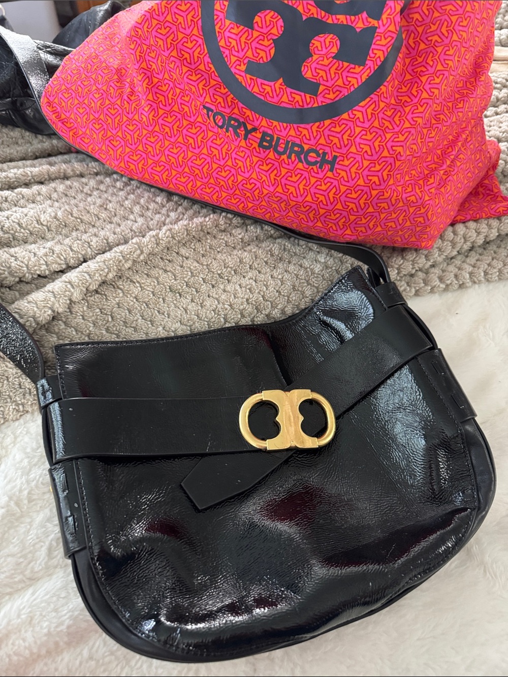 Tory Burch Gemini Link Patent Leather Crossbody Bag